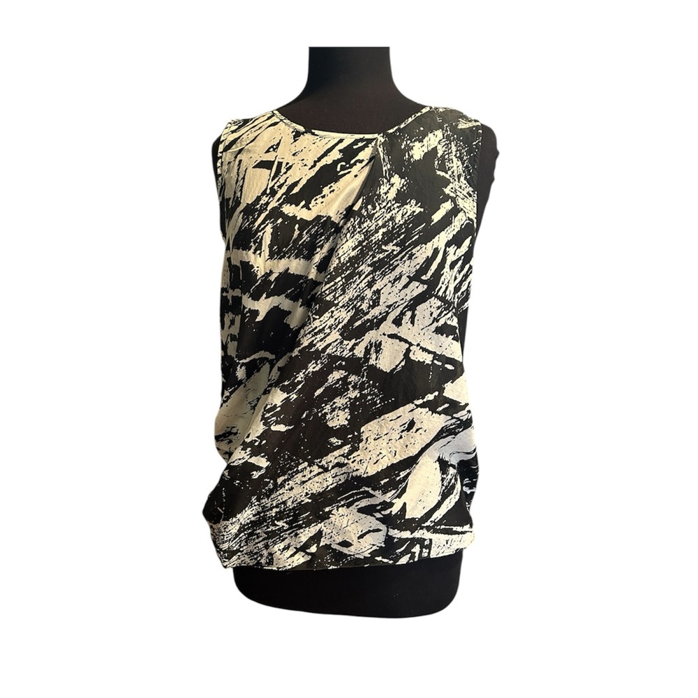 Helmut Lang Black and Tan Graphic Tank Top